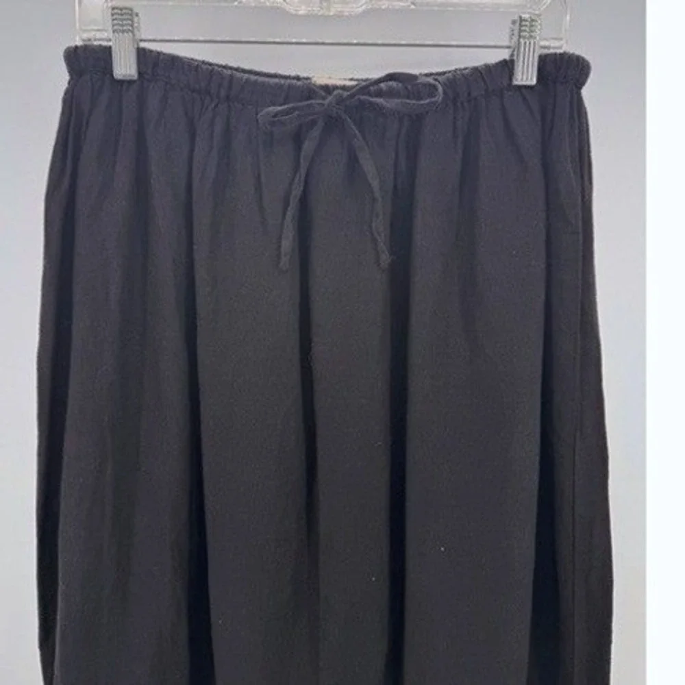 Universal Thread Black Eyelet Hem Linen Floral Skirt MED Boho Cottage Peasant